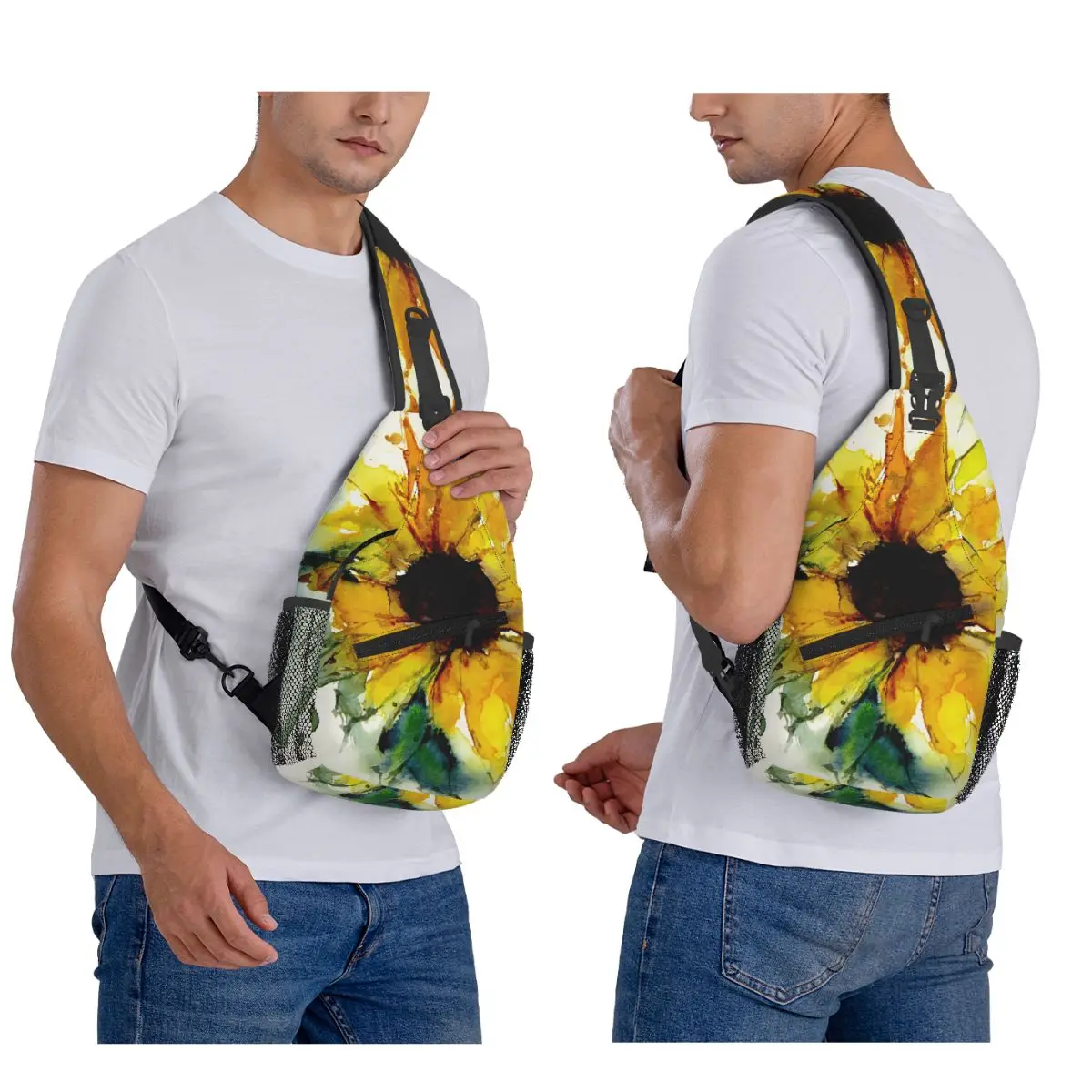 

Нагрудная сумка с подсолнухом, мужской рюкзак через плечо, нагрудная сумка, дорожный походный рюкзак, сумка на плечо