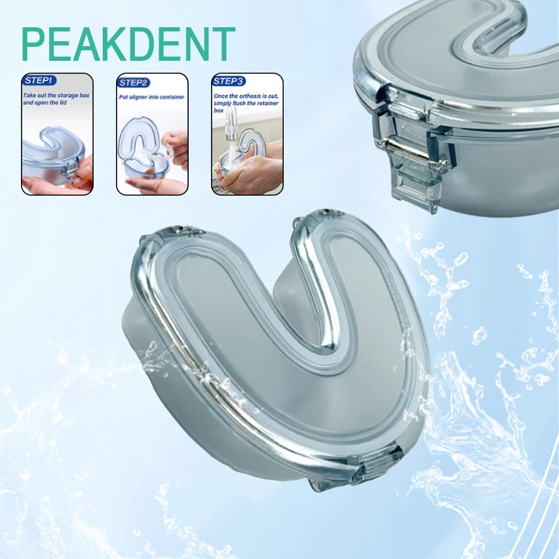 

Dental U-shaped invisible braces storage box denture orthodontic appliance buckle lock independent portable orthodontic holder
