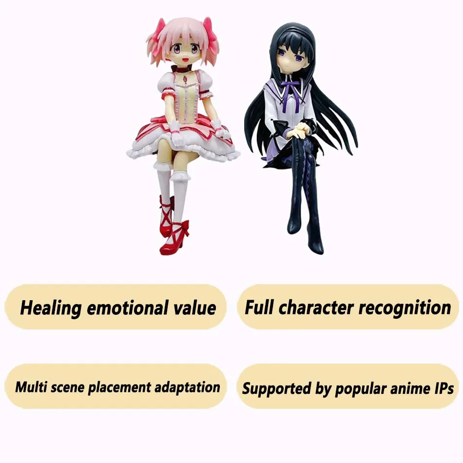 14cm Magical Girl Anime Figure Kaname Madoka Akemi Homura Figure Noodle Stopper Cute Loli Sitting Collection Model Toy Gift view 3