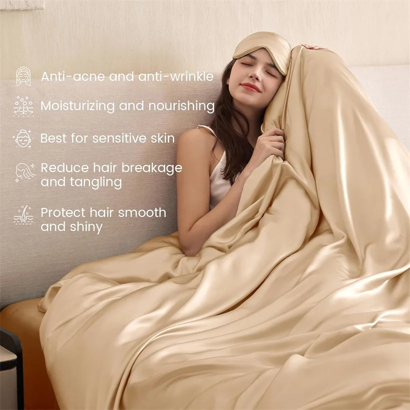 1pc Mulberry Silk Duvet Cover with Zipper Closure Luxury Smooth Silky Quilt Cover High End 100% Silk Comforter Covers