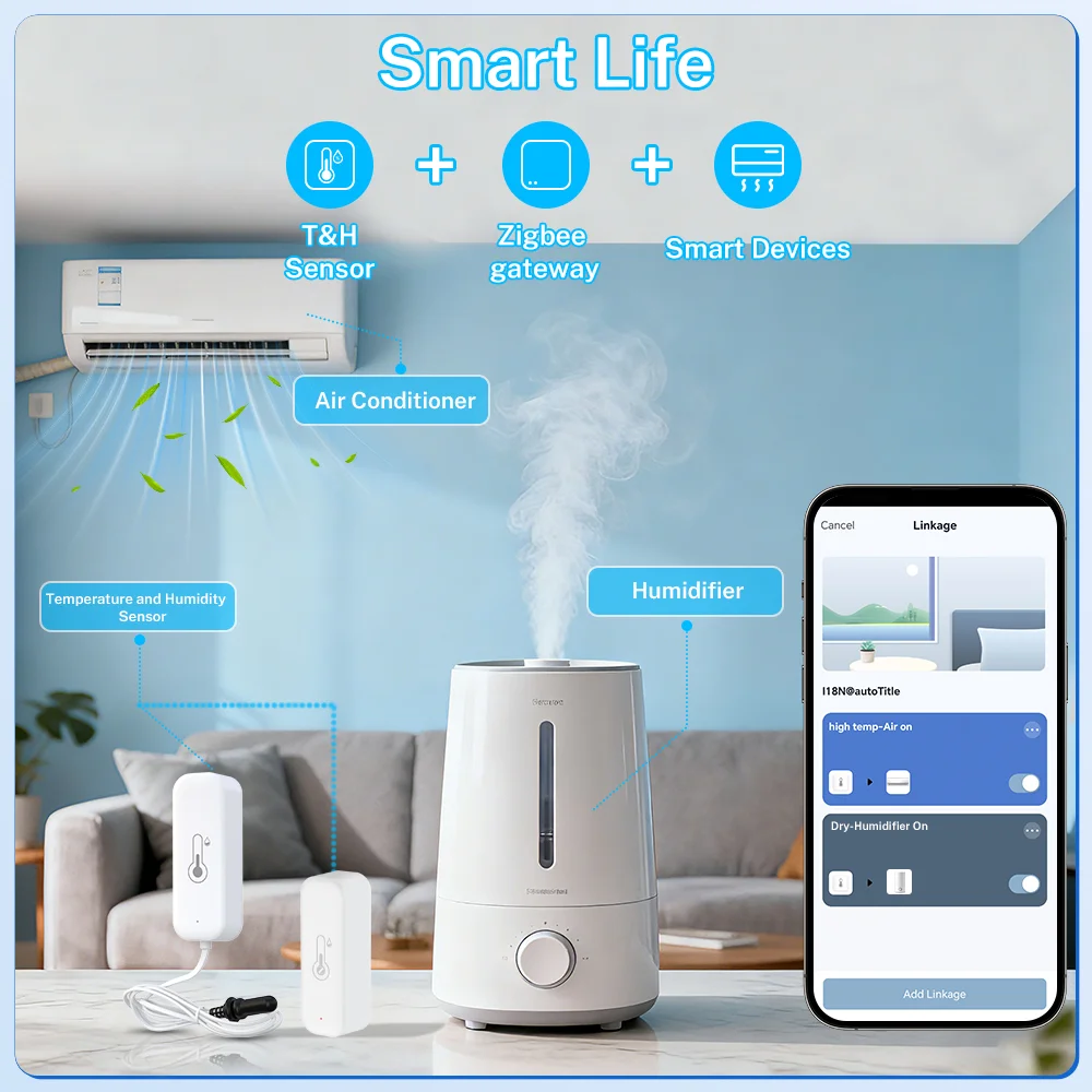 Obrázek 3: Tuya zigbee teplota vlhkost vzduchu senzor chytrý domácí teploměr s daleký monitor pracovat s smartlife volitelné externí sonda