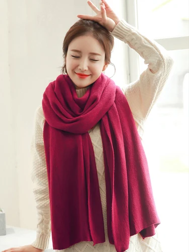 Imagen 2 del producto Bufanda de Cachemira de imitación para mujer, Bufanda lisa de estilo Preppy, chal grueso, Pashmina, Estolas de Bufanda, 2023