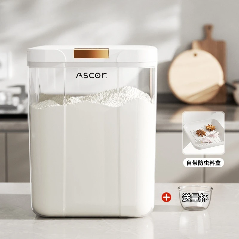 Household flour storage tank Food grade sealed rice grain noodle bucket Large capacity storage Insect-proof and moisture-proof