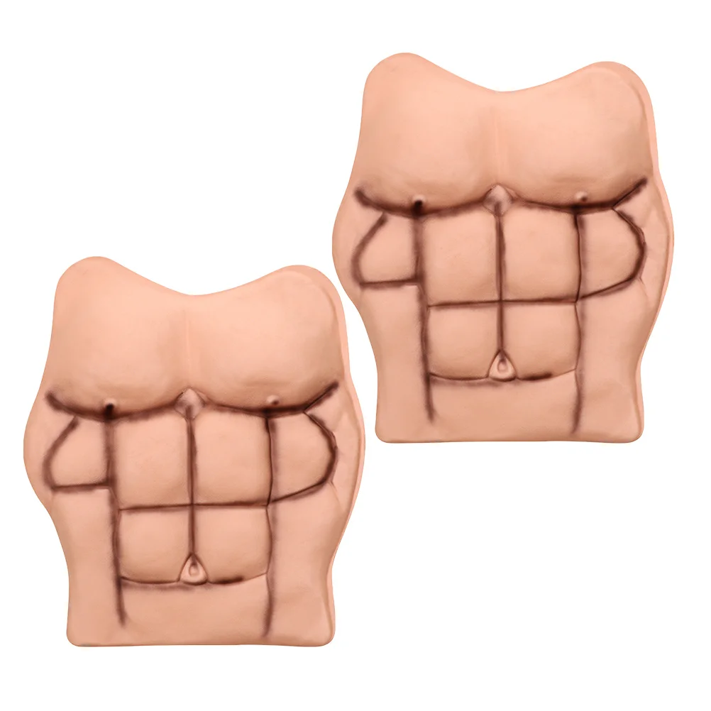 2 個の偽の胸筋リアルな着用可能な ABS 男性用軽量筋肉スーツ小道具コスプレハロウィンコスチュームに簡単に着用できます