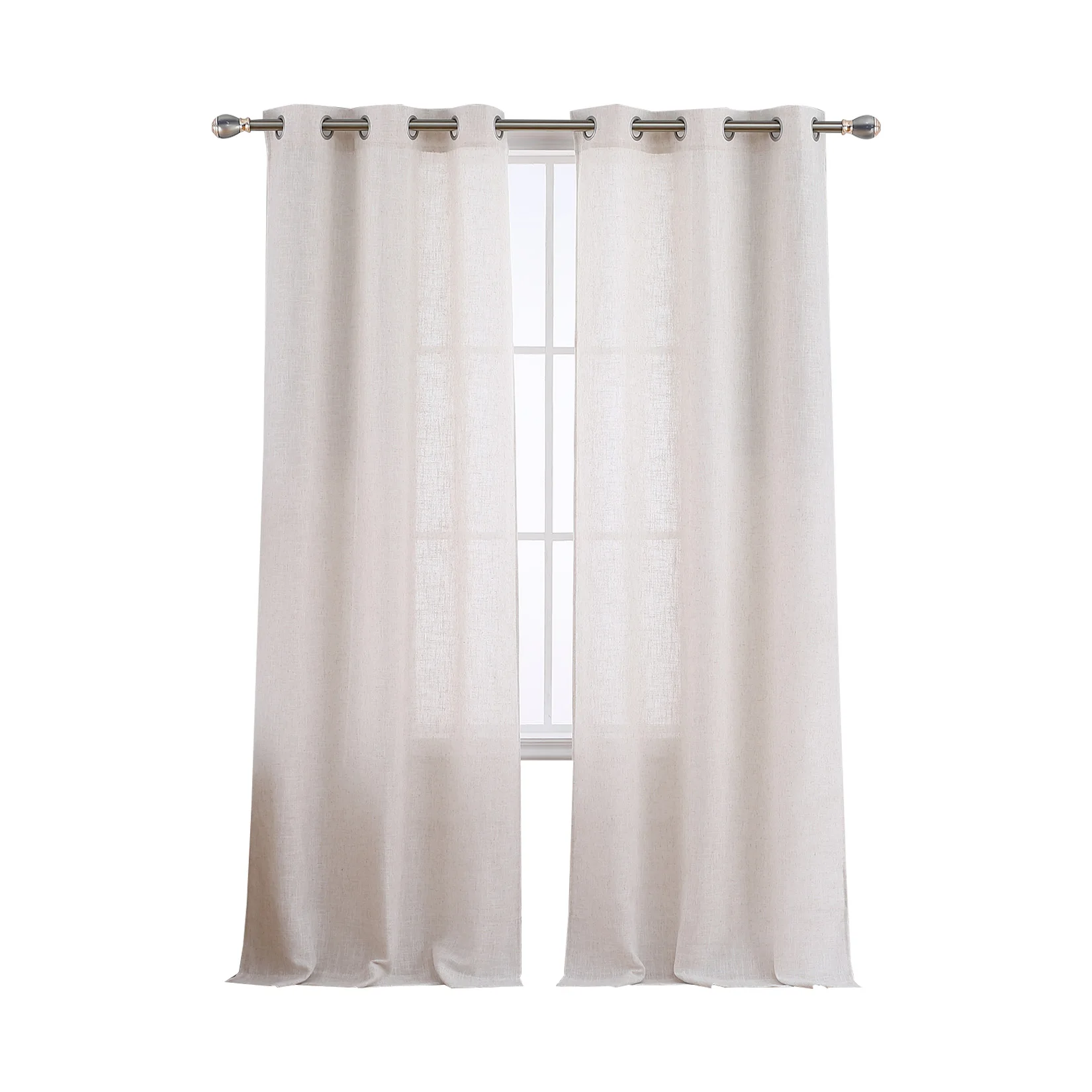 

Linen Blend Textured Curtain, Farmhouse Window Curtain Panels Long Curtain Semi Sheer Vertical Drape Panels for Living Room Bedr