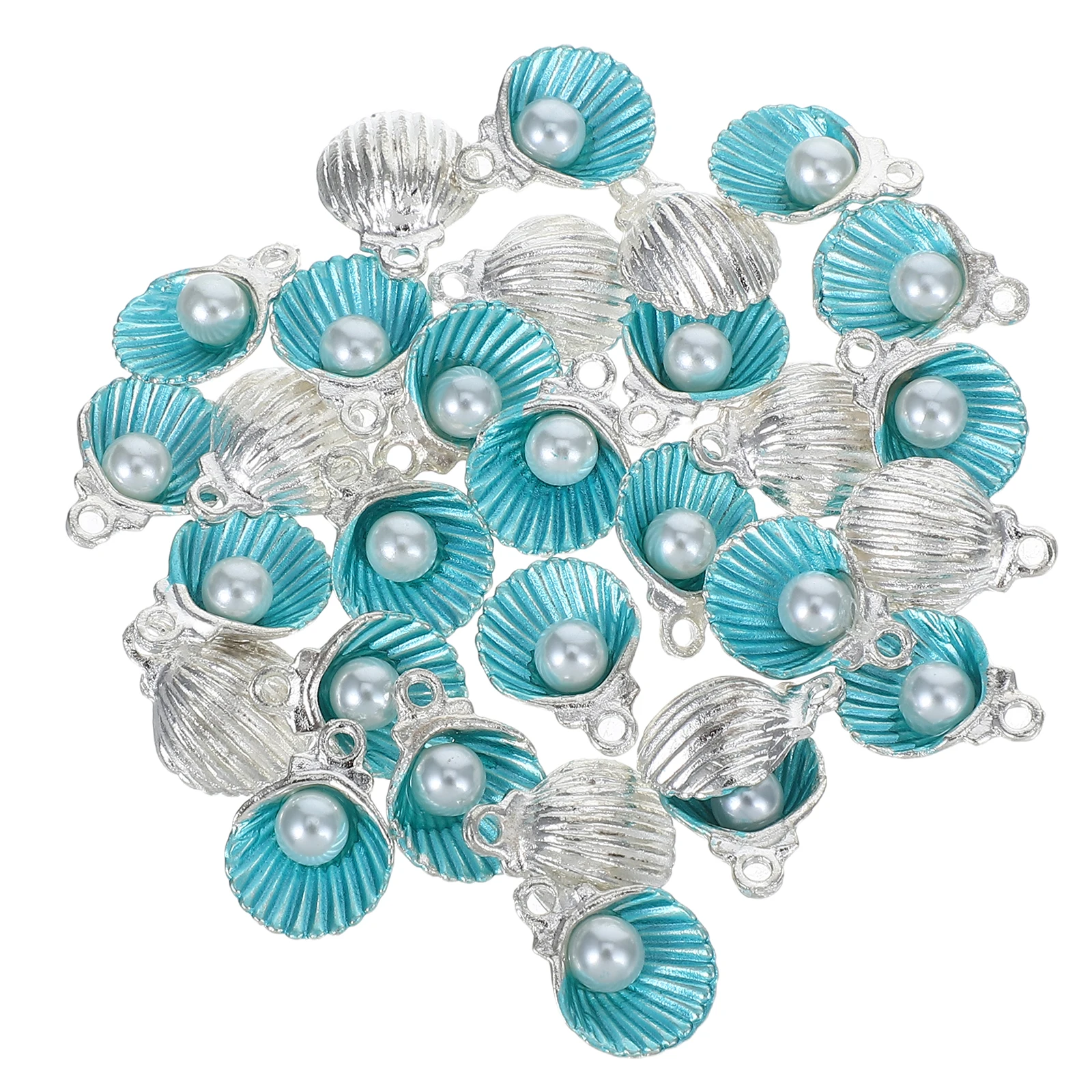 

30pcs Shell Pendant Sky-blue Alloy Cartoon Earrings Bow Charms Jewelry Making Vintage Seashell Craft Bracelet Ocean Theme