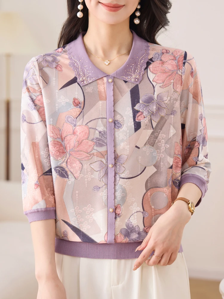 

Print T Shirt Women Sweater Pullovers 2025 Spring Summer Clothes For Women Tees Top Half Sleeve Women's T-shirt