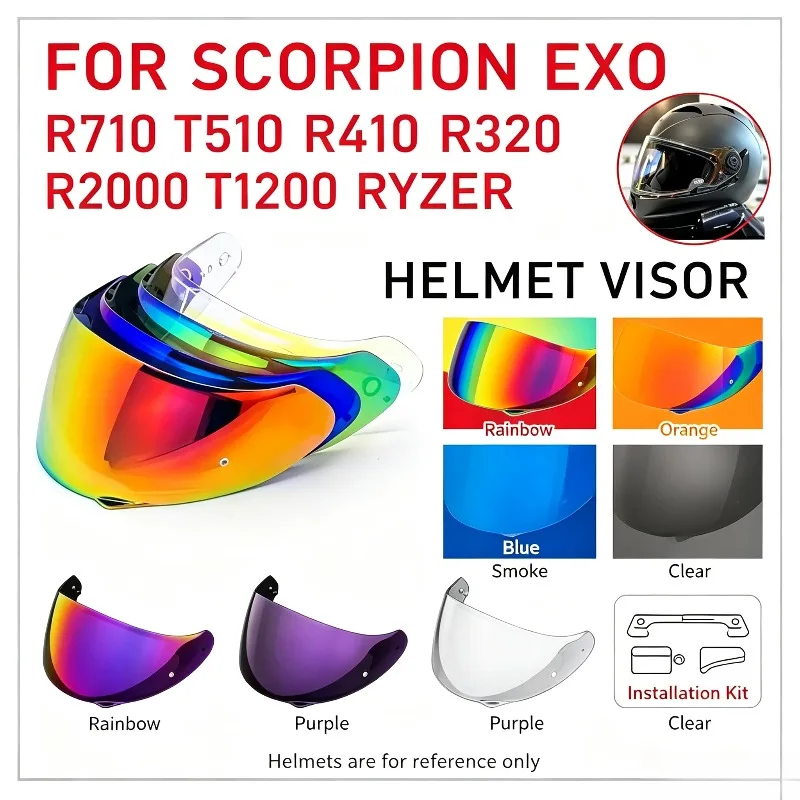 Color-changing Helmet Visor Lens Shield  Suitable for Scorpion EXO 491  510  710  1200  2000 390 410 Type Ventilated Helmets