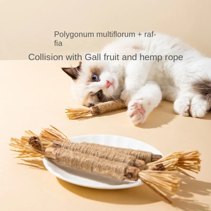 

Interactive Cat Toy Wooden Polygonum Hemp Rope Catnip Helps Digestion Relieves Boredom Amuse Cats кошачья мята Pet Supplies