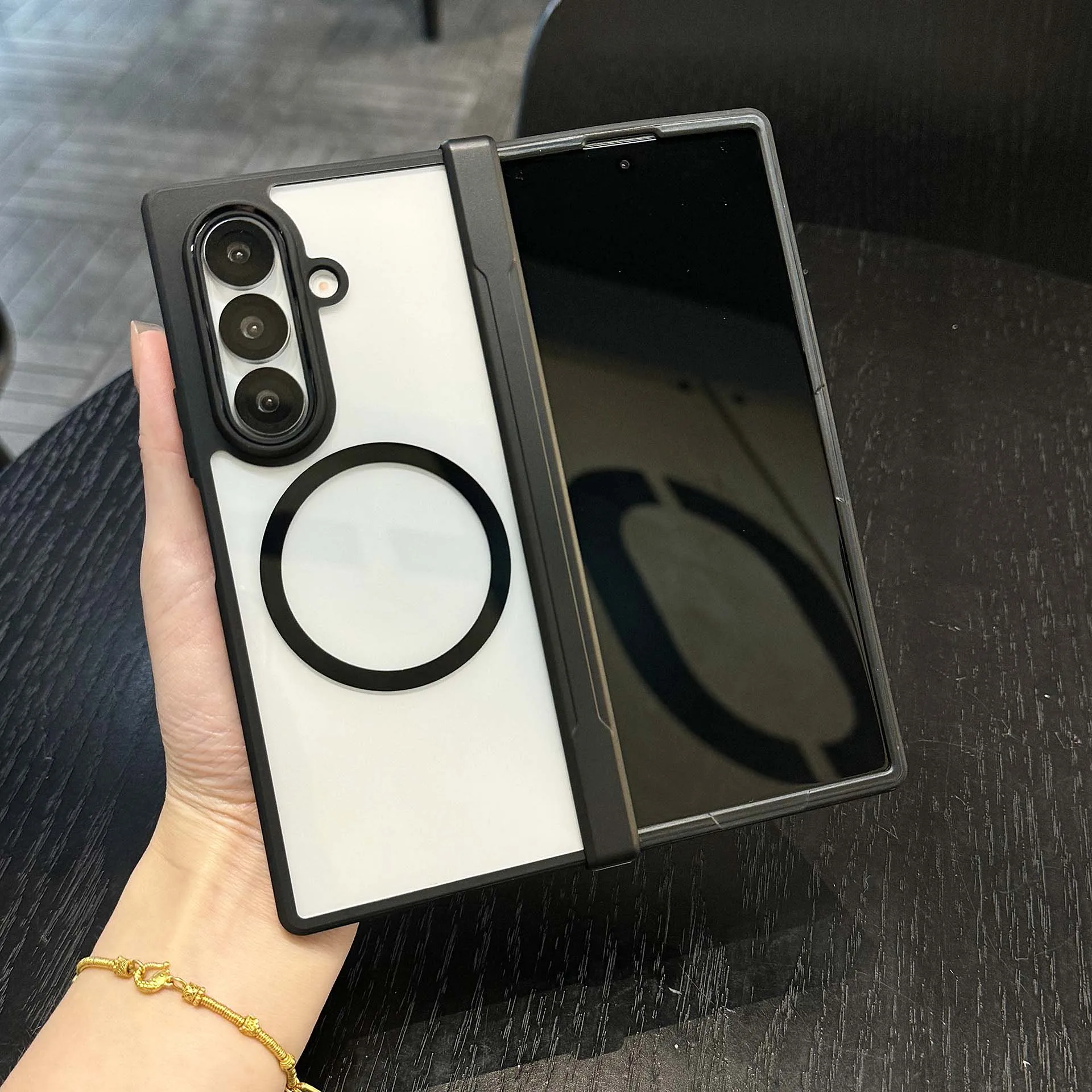 

Чехол Magsafe для Samsung Galaxy Z Fold 7, прозрачный складной противоударный магнитный чехол для беспроводной зарядки, аксессуары Funda