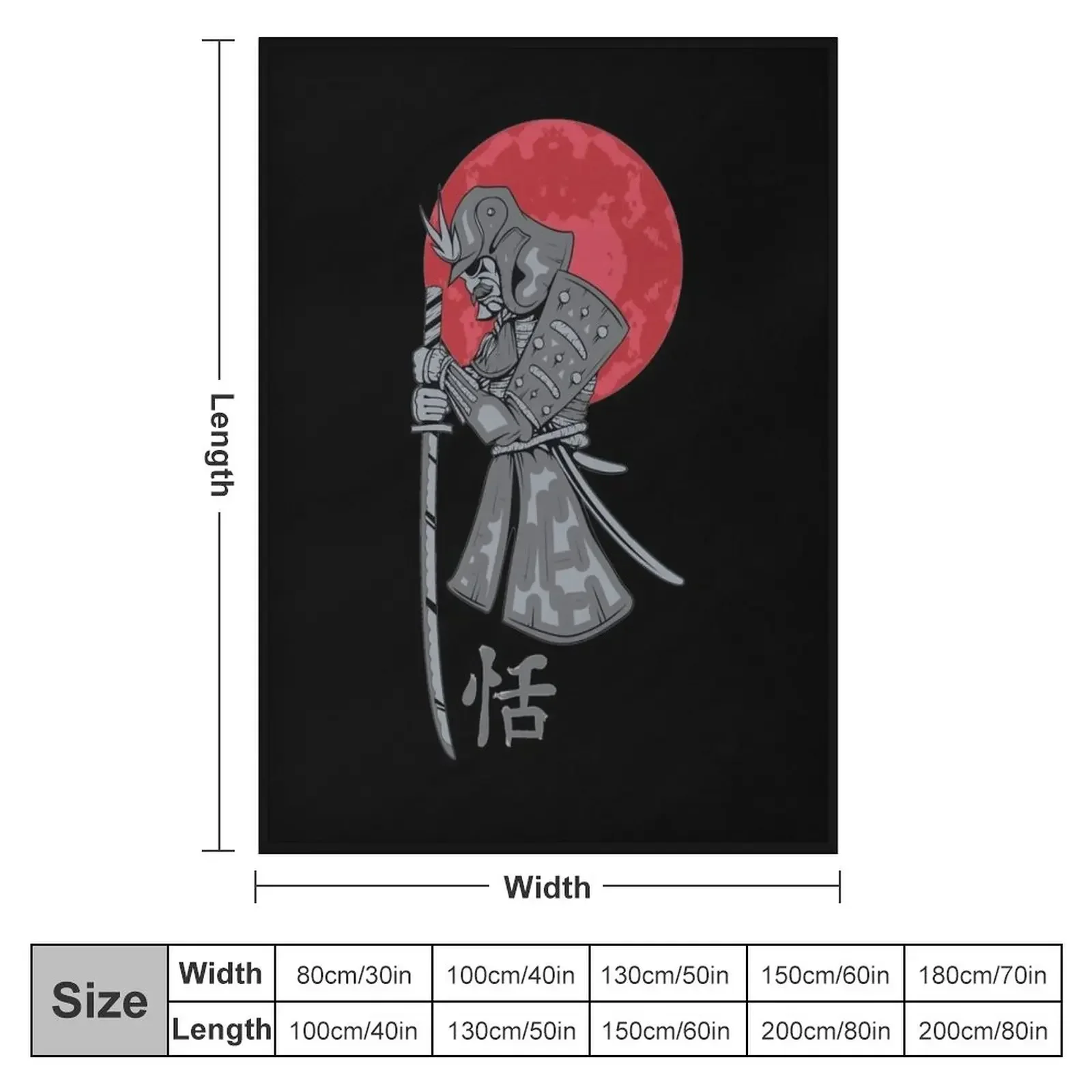 Samurai Sword Red Moon Kanji Print Throw Blanket Sleeping Bag blankets ands Winter beds Thermals For Travel Blankets