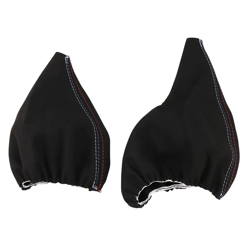 Durable-Car Gear Shift Collars Manual Handbrake Gaiter Boot Cover For BMW- 3 Series E36 E46 E30 E34 M3 Z3 Black Suede Leather