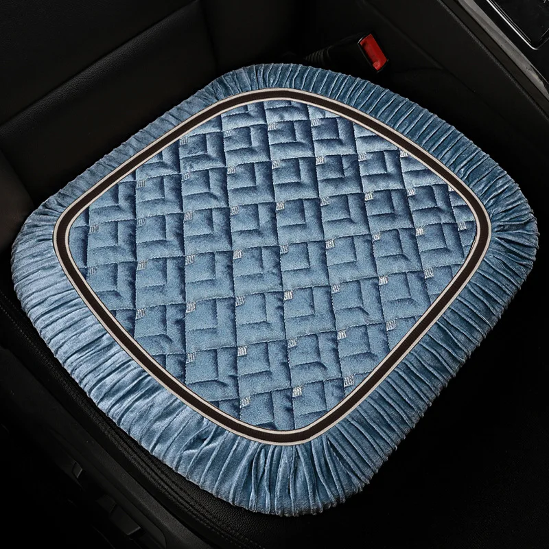 2023 New Winter Lace Quilted Down Car Cushion Soft Short Plush Warm High Quality Autumn Winter Auto Seat Cover Office Seat Pad