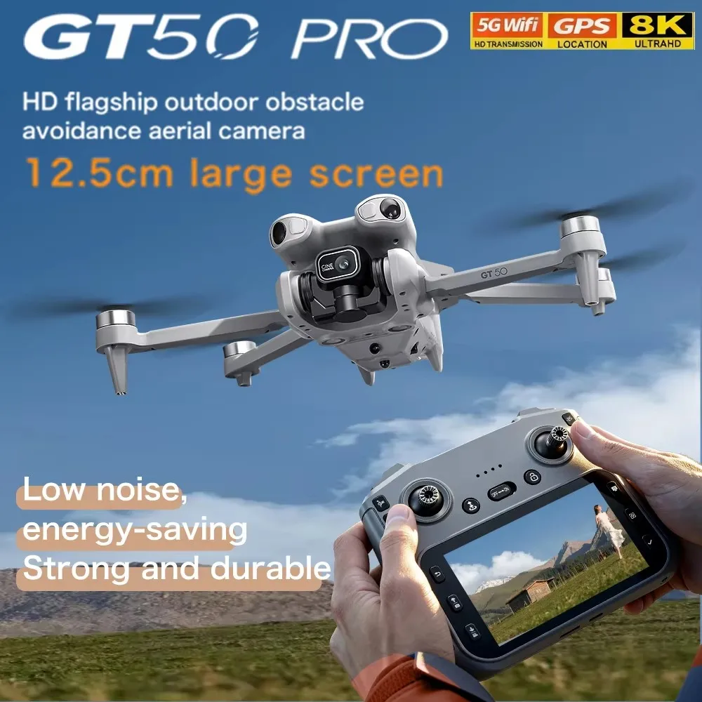 Original GT50 Drone FPV 4K Professional 8K HD Dual Camera WIFI Light Flow Brushless Motor Obstacle Avoidance Quadcopter kid Toy