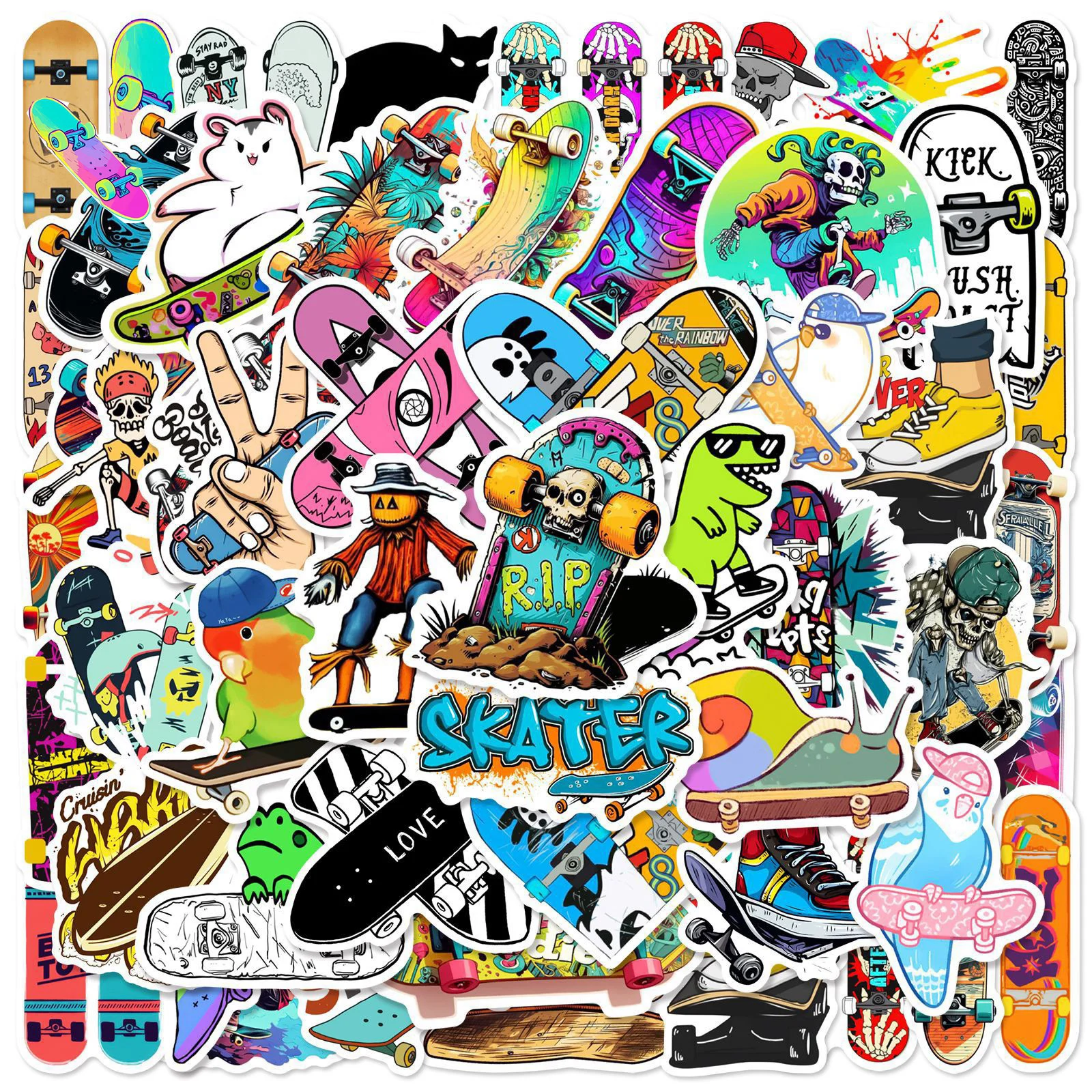 10/50PCS Funny Skateboard Sports Cartoon Personality Creative Stickers Vinyl DIY Luggage Waterproof Cool Decoration Sticker Toy