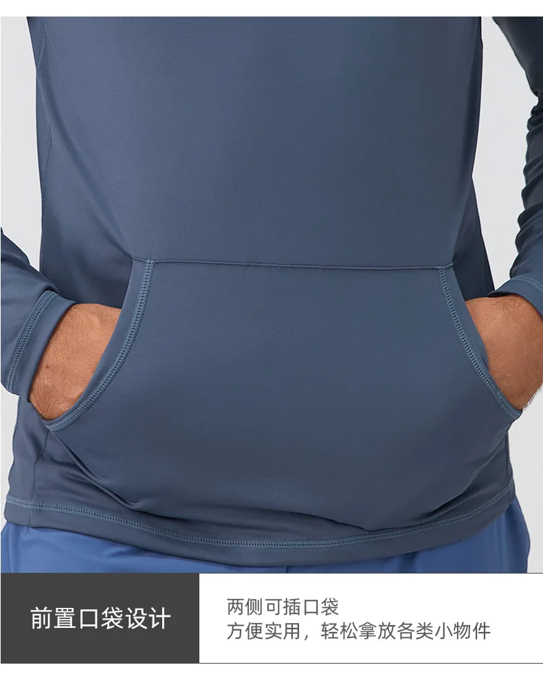 Fanceey الخريف اللياقة البدنية الرجال هوديي تجريب طويلة الأكمام البلوز سريعة الجافة ملابس رياضية الصالة الرياضية الملابس للرجال تشغيل التدريب #6