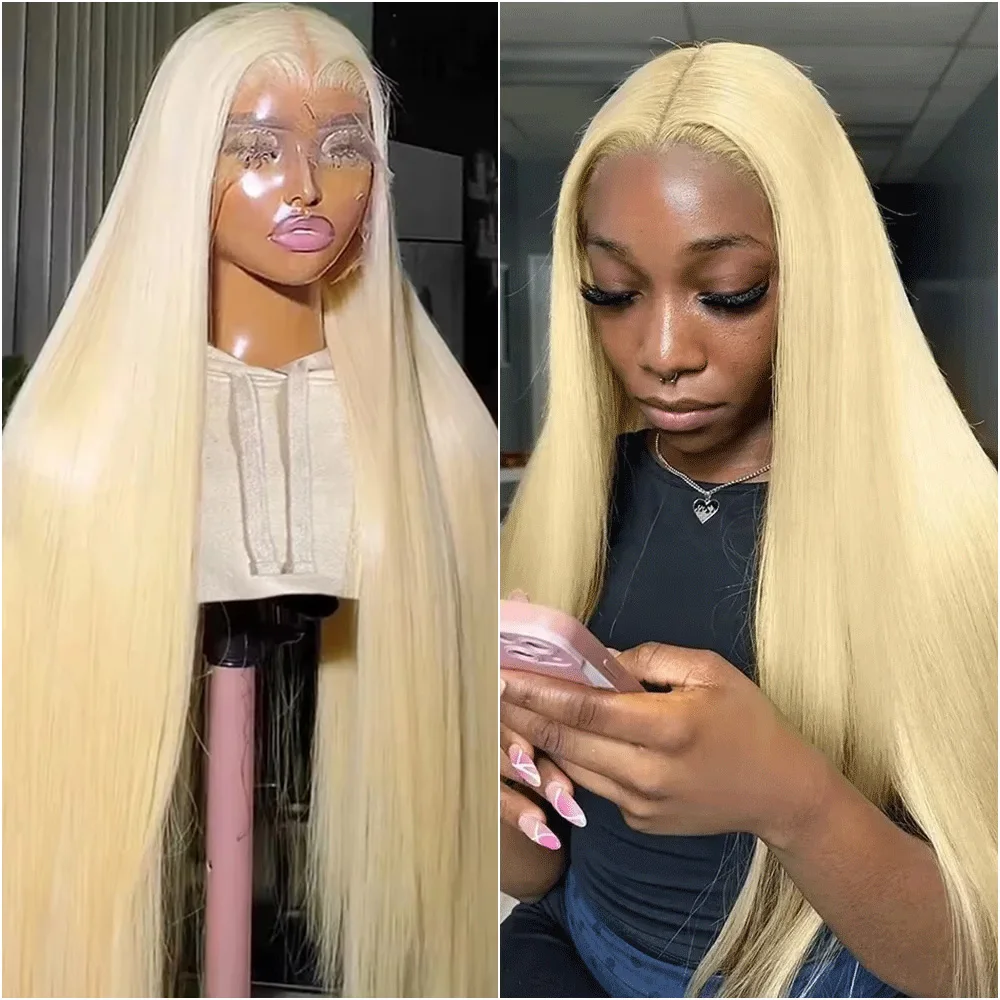 

13x4 13x6 HD Transparent Frontal Lace 613 Blonde Bone Straight Human Hair Wigs Lace Front Wigs For Women 38 40 Inch 200% Density