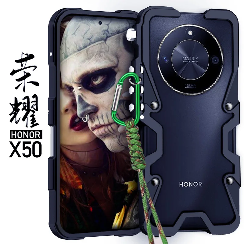 

Luxury aluminum alloy hollow heat dissipation Back Cover For Honor X50 Military shockproof Phone Case For Honor X50 Case 6.78"