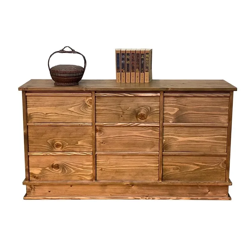

American Retro Nine Commode French Minimalist Solid Wood Sideboard Modern Living Room Home Locker