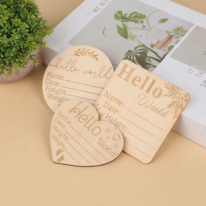 Wooden Baby Milestone Card Newborn Monthly Growth Recording Cards Baby Birth Commemorative Cards Photography Props