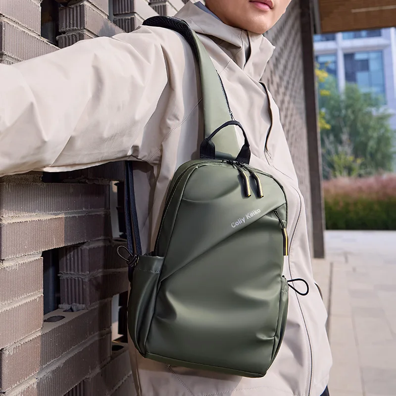 Minimalistische Herren-Brusttasche aus PU-Folie, Wasserdichte Umhängetasche, Neue Modische und Lässige Reise- und Pendler-Crossbody-Tasche – Detail 3