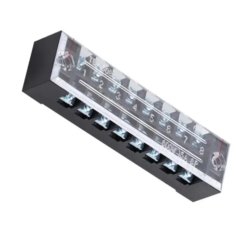652F 3/4/5/6/8 Position Fixed Wiring Board Electrical Barrier Terminals Panel Double Row Wire Connector Cable Barrier Block
