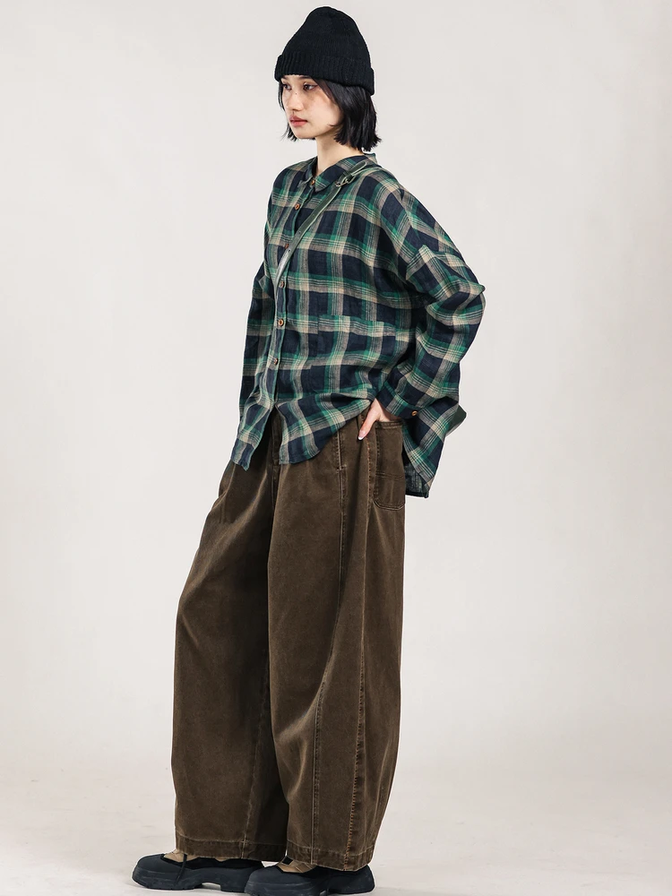 

Свободные джинсы с широкими штанинами для женщин, осенне-зимние, из твила, ветрозащитные, прямые брюки, повседневные, хлопковые, цветные