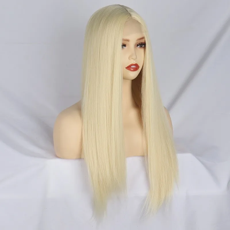 female gold  small lace with long straight hair chemical fiber headgear wigs