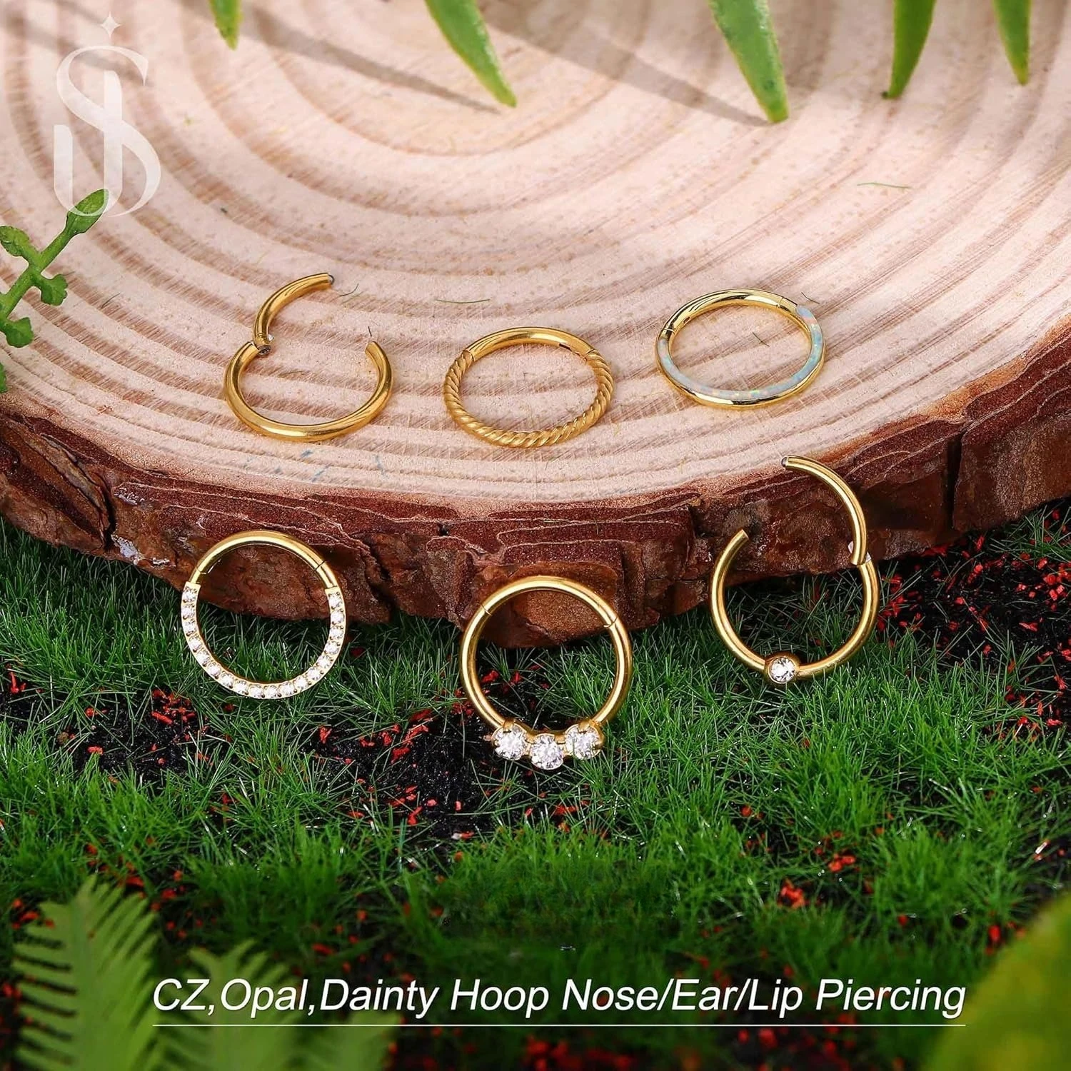 6 قطعة الجراحية الصلب الحاجز الأنف خواتم للنساء الرجال أوبال تشيكوسلوفاكيا الأنف الدائري متمحور الغضروف القرط محارة الشفاه اللولب ثقب المجوهرات