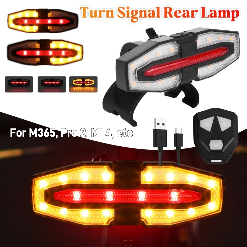 

Electric Scooter Turning Signal Tail Light USB Rechargable with Remote Control Warning Lamp LED Waterproof for M365 Pro 2 MI 4