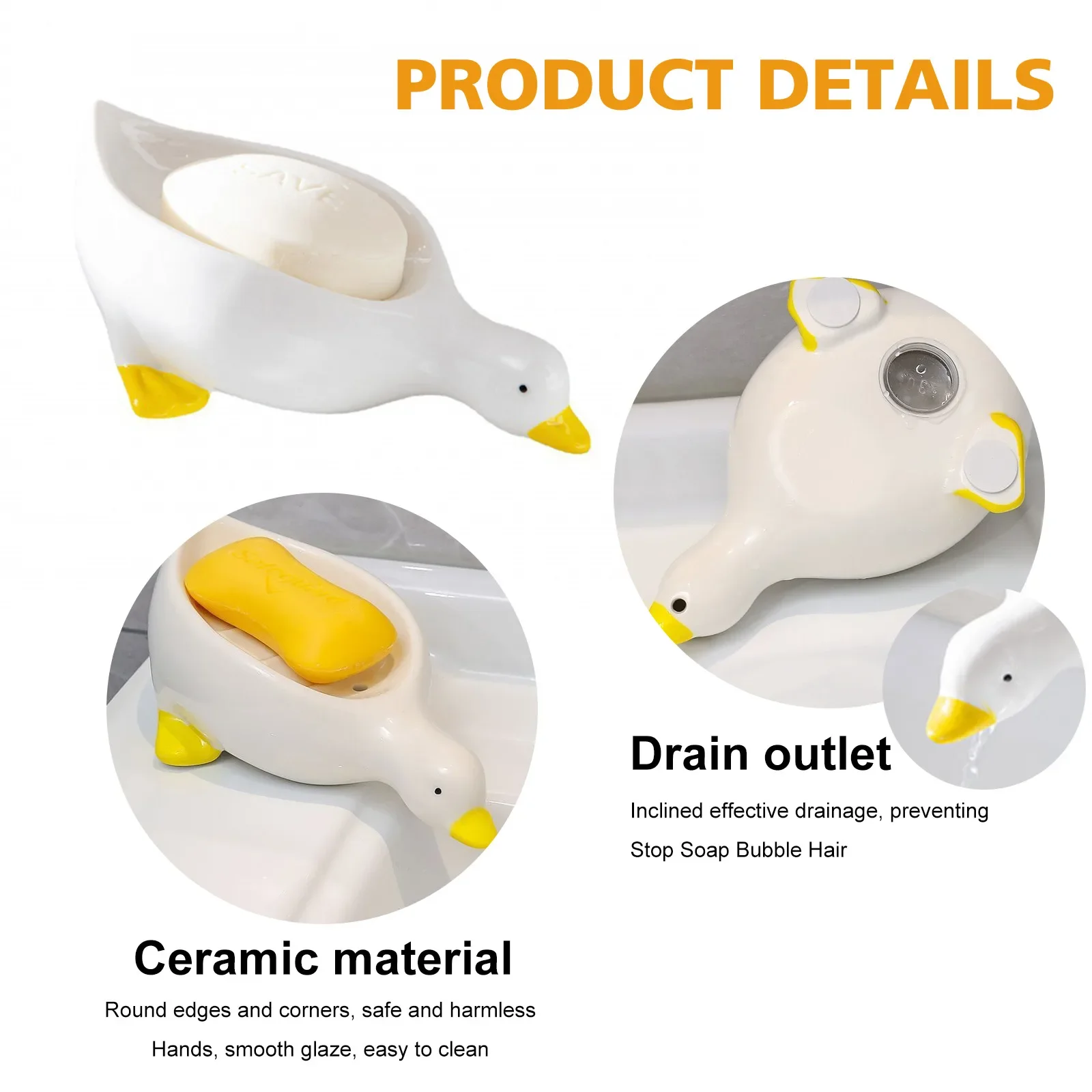 Soap Box Yellow Duck Shape Cartoon Soap Dish Drainable Holder Soap Container Dish For Tray Bathroom Accessories