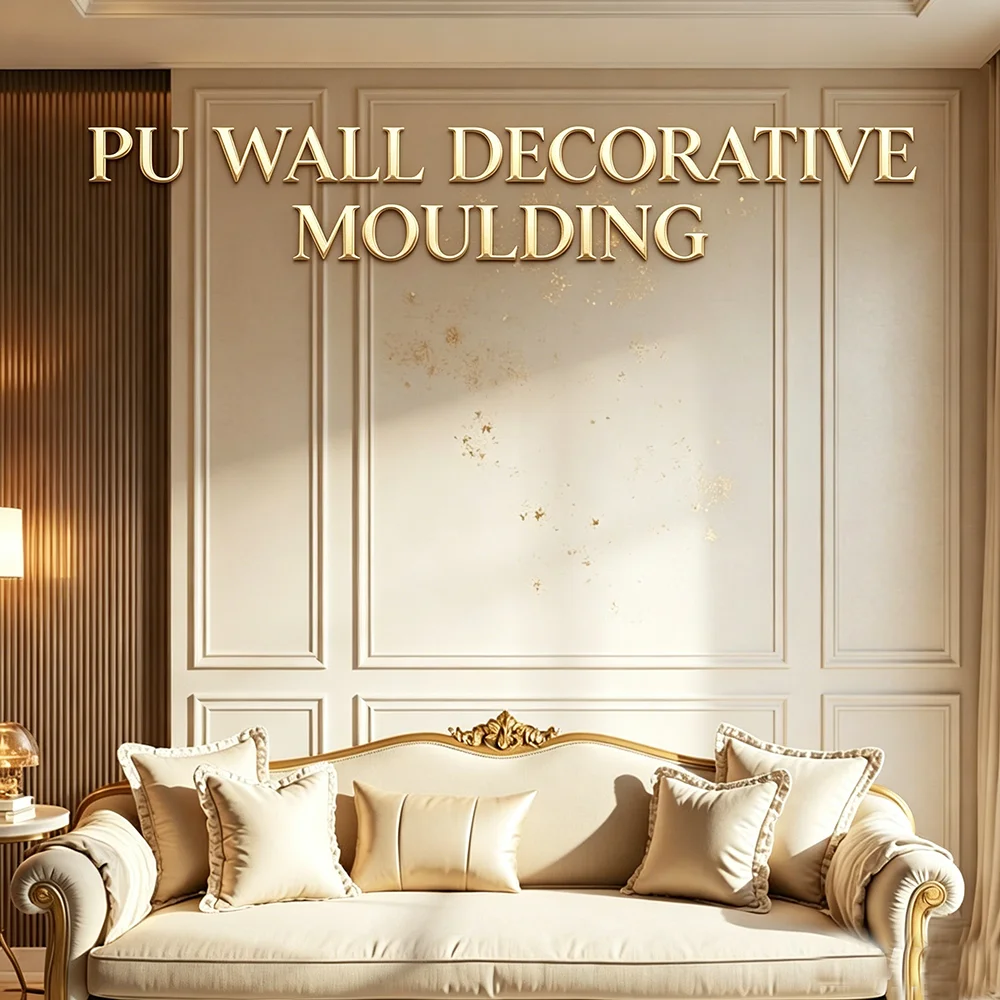 16 Pcs PU Wall Decor Molding Faux Gypsum Background Wall Border Trim Light‑Weight Polyurethane Decorative Edging Strip