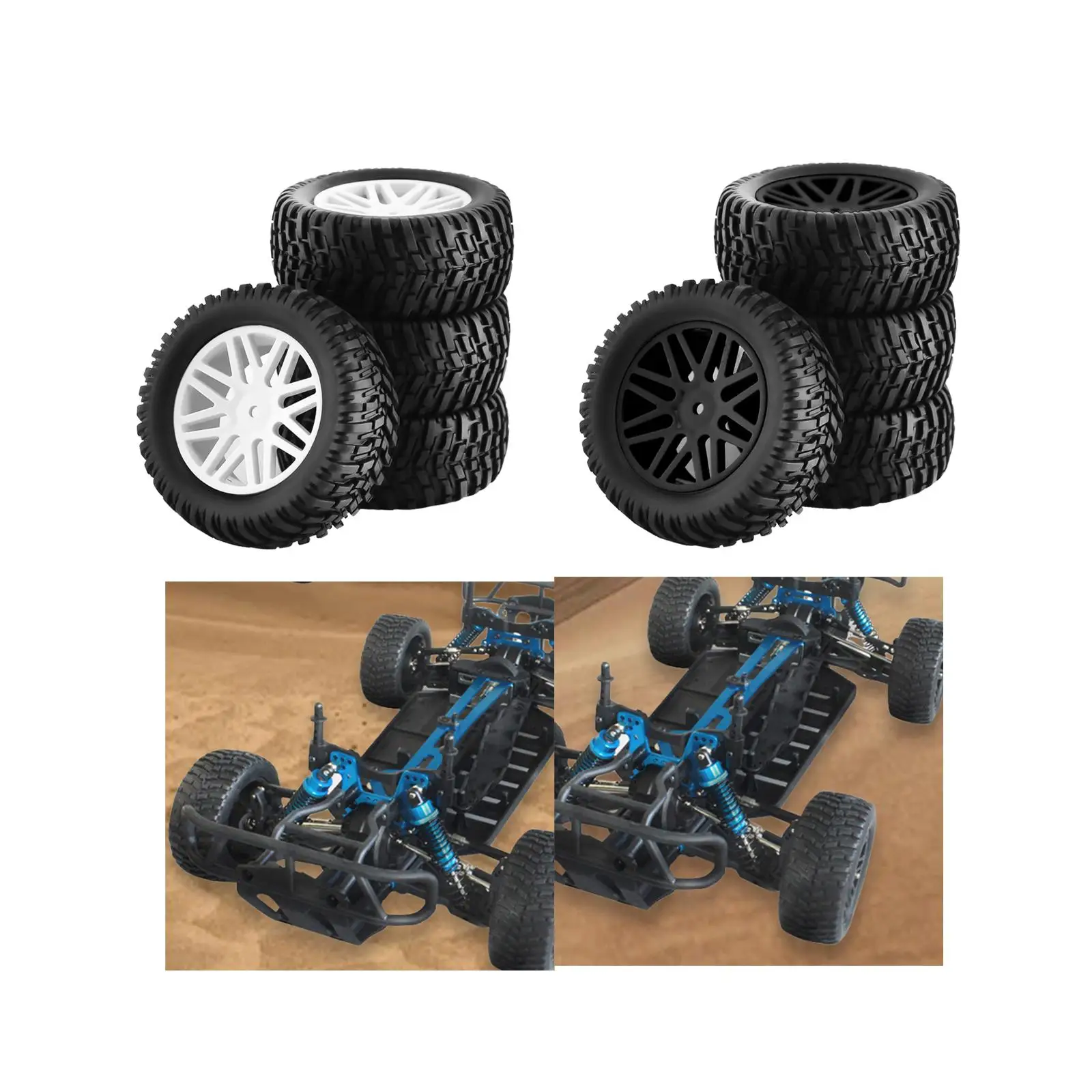 1/10 RC Short Course Truck Tyres and Wheels Set Replacement Parts for 94155 94177 Off Road Vehicles Wear Resistance Accessories