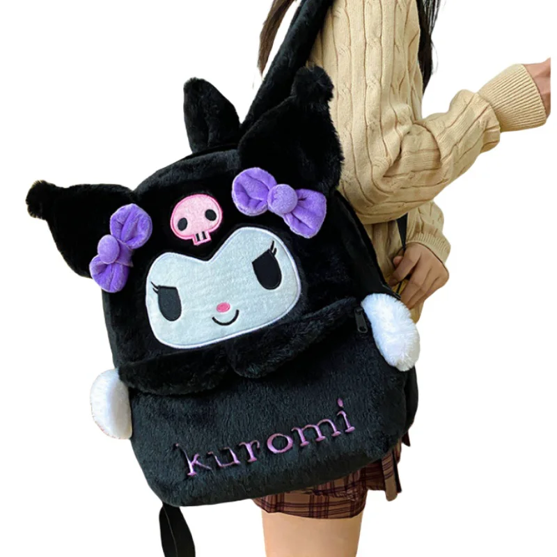 Kuromi & My Melody girls Plush Backpack Large Capacity Versatile Design Ideal Gift For Holidays And Everyday Use