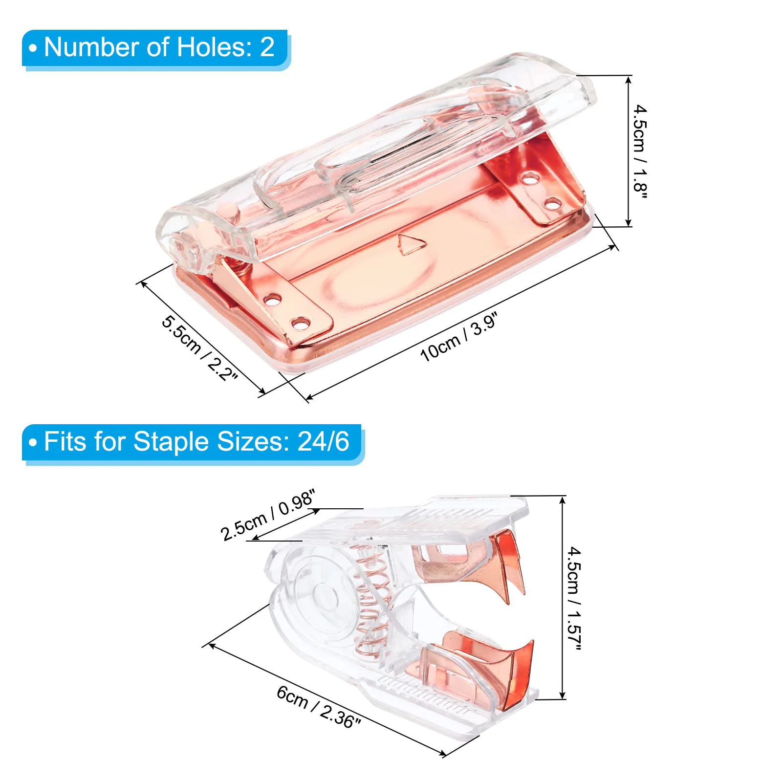 Acrylic Staple Remover Set Portable Jaw Style Staple Puller Removal Tool with 2 Holes Paper Puncher Stationery School Supplies