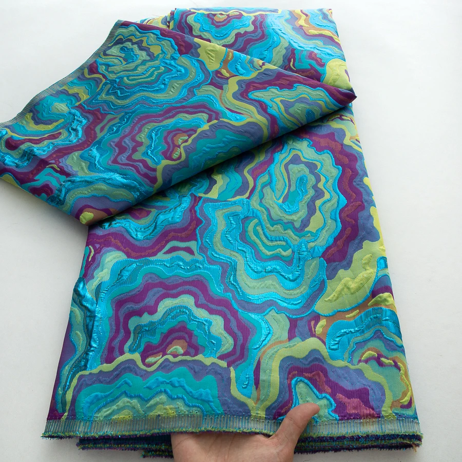 

Damask Nigerian Jacquard Lace Fabric 2025 High Quality 5 Yards African French Brocade Lace Fabric Party Dress for Women A4160