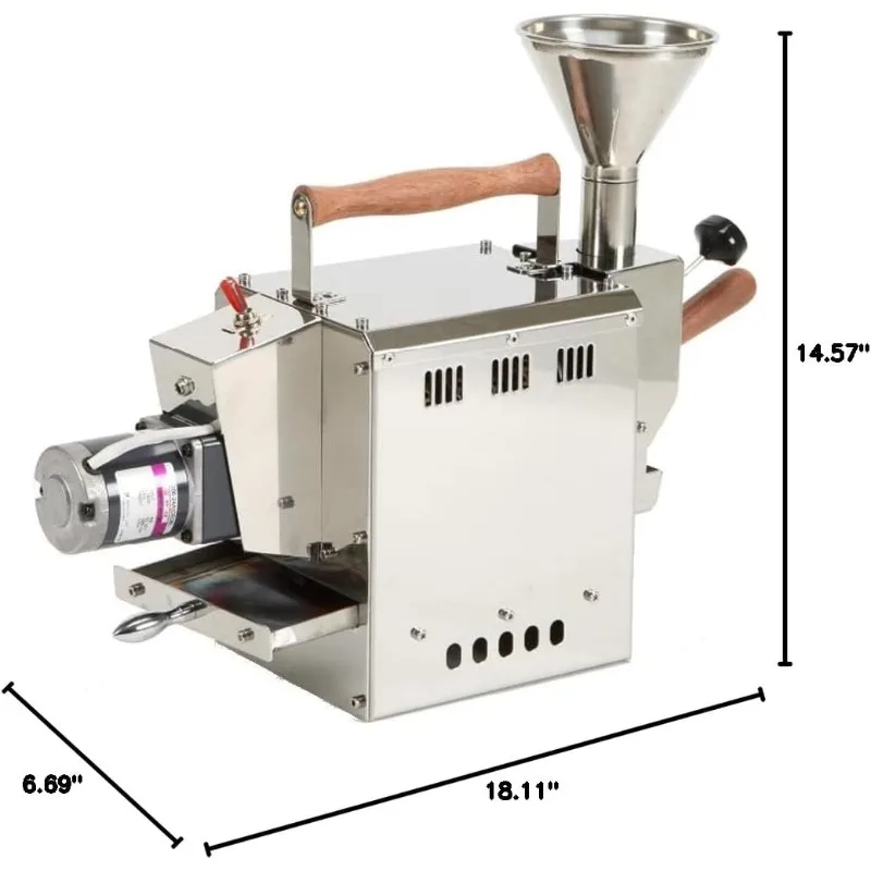 WIDE size (300g) Home Coffee Roaster Motorize Type Full Package Including Thermometer, Hopper, Probe Rod, Chaff Holder (Ga