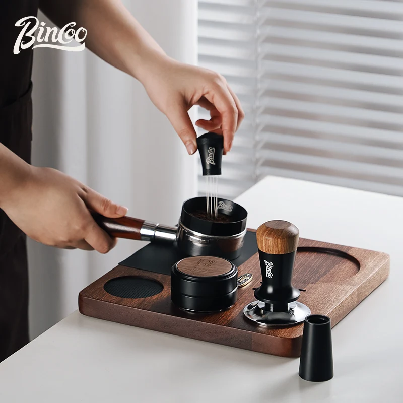 Bincoo Coffee Press Powder Pad Solid Wood Work Board Coffee Machine Handle Filling Platform Powder Hammer Base Storage Board