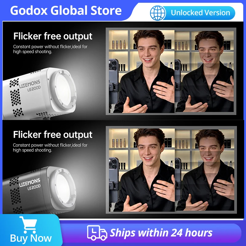 Godox 220W Bowens Mount Videolight Lighting Litemons LE200D LED Video Light Bluetooth Control 7 Effects  for Studio Photography