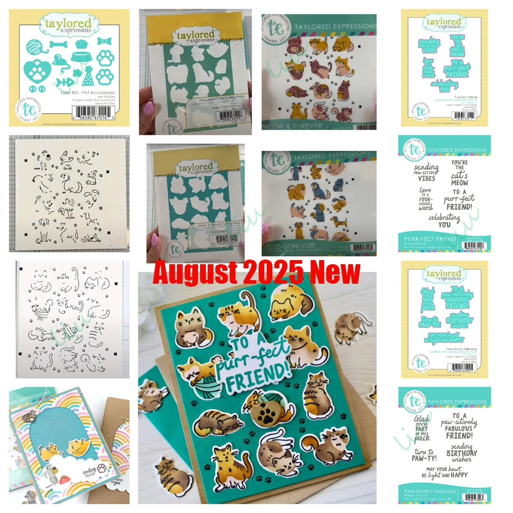 

2025 August New It's Raining Cats & Dogs Cardmaking Kits Metal Cutting Dies Scrapbook for DIY Photo Album Greeting Card Handmade