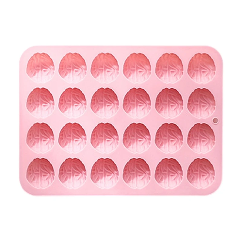 Y1UB 24Cavity Brains Shaped Silicone Molds Fondants Chocolate Molds Cake Decorating Bakings Tool Ornament Molds Easy to Clean