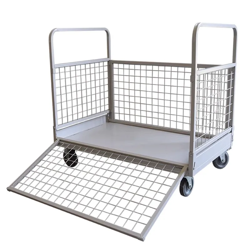 

Large load 300kg foldable mesh framed hand push ultra-quiet trolley