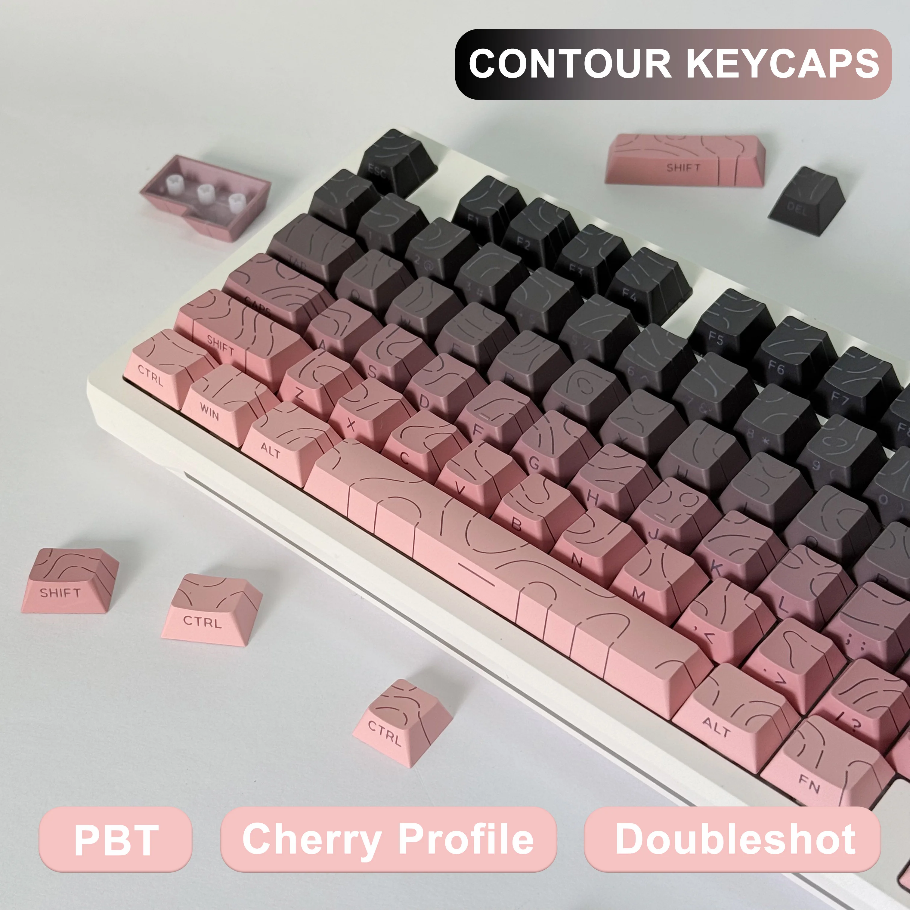 133 keys Contour Gradient Keycaps Cherry Side-Legend Custom Key Cap for 60% 65% 70% 75% TKL 96% 100% Mechanical Keyboard