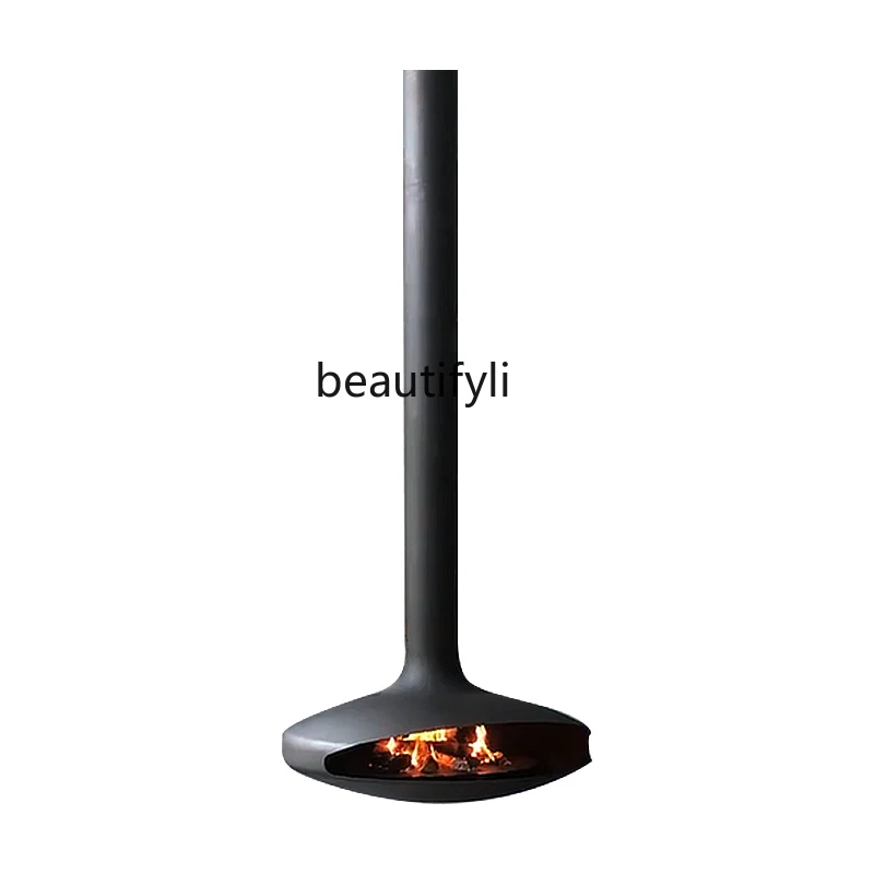 Light luxury hanging fireplace indoor simulation retro decoration firewood heating fireplace