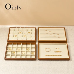 Oirlv Wooden Jewelry Box Jewelry Organizer Multifunctional Ring Pendant Bracelet Earrings Storage Tray Jewelry Display Props