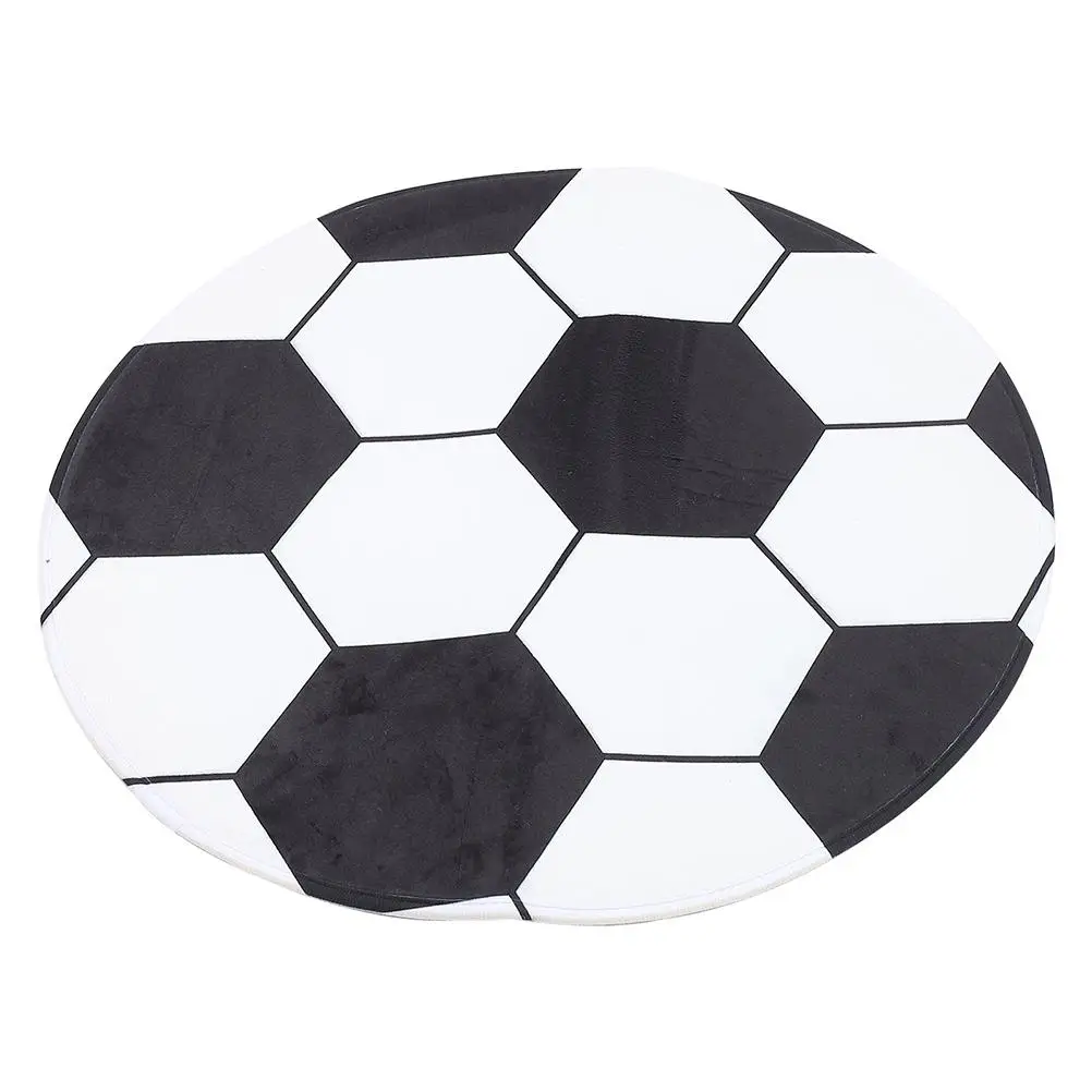 

Football Pattern Rug Round Washable Carpet Bedroom Living Room Office Gaming Chair Mat Floor Protector Soccer Design Home Decor