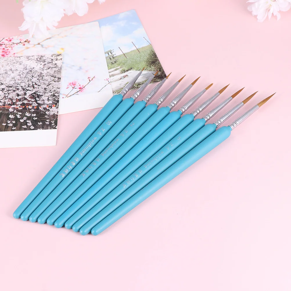

9pcs Detail Paint Brush Set Fine Tip Miniature Brushes For Acrylic Watercolor Oil Gouache Art Kids Beginners Artists Painting
