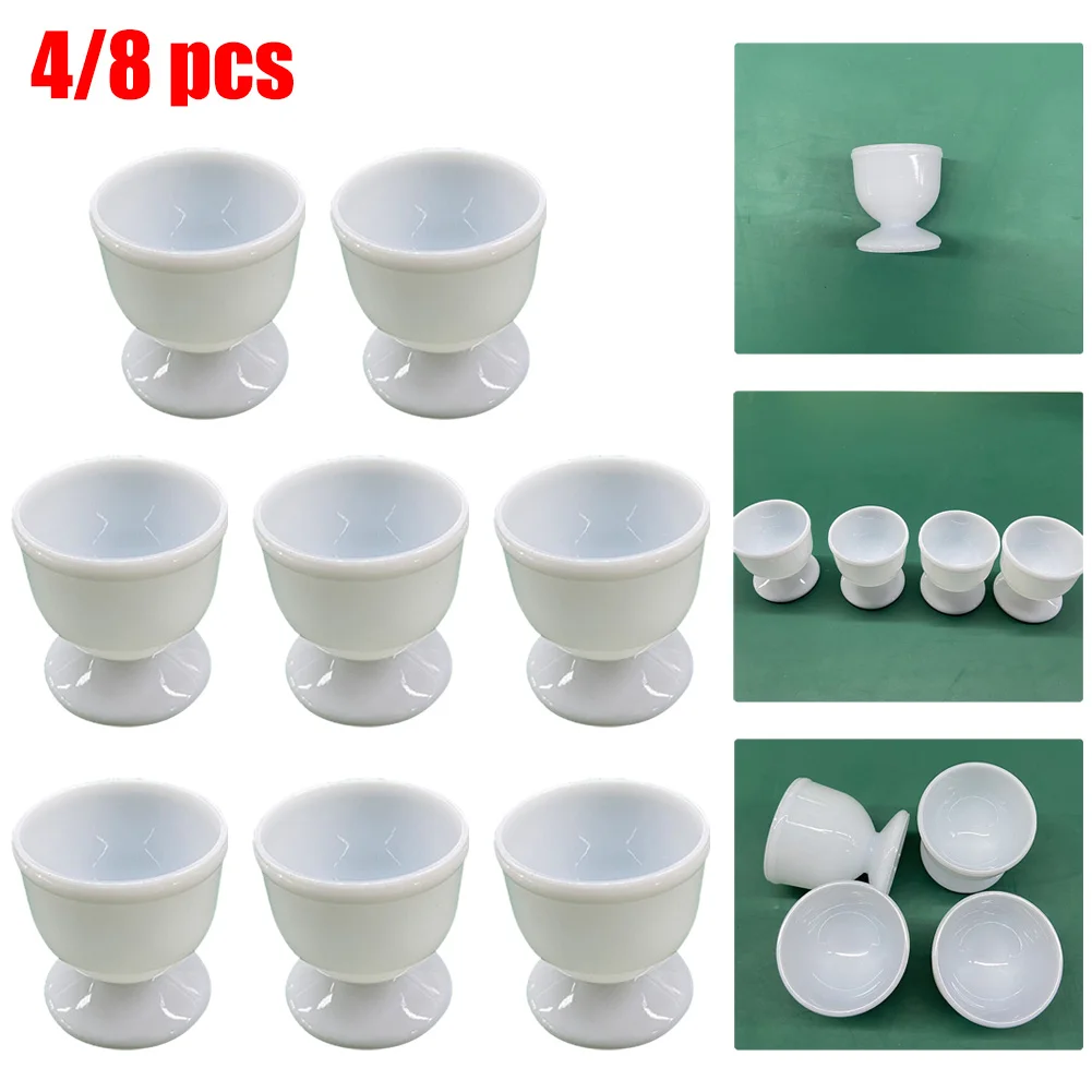 4/8pcs Egg Cups Novel White  Breakfast Plastic Holders Hard Soft Boiled Eggs Holders Cups Kitchen Accessories