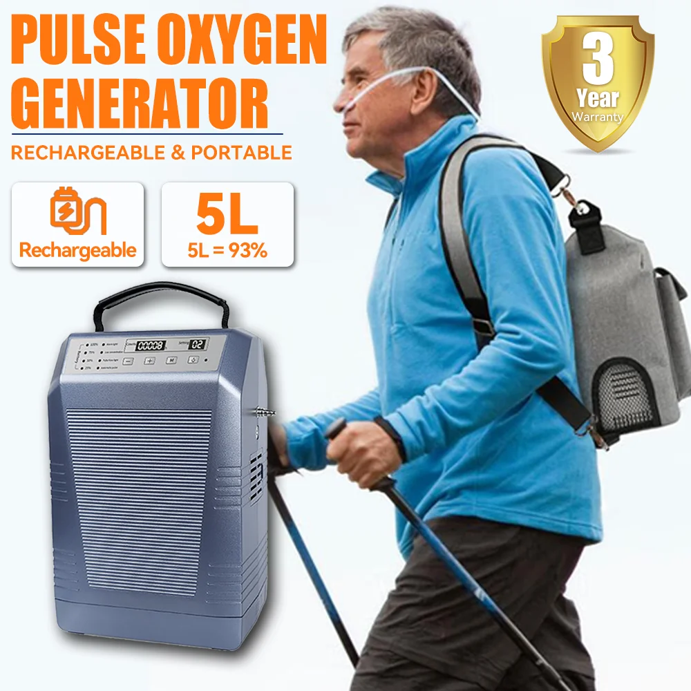 Portable 5L Oxygen Generator for Medical Home Use,Intelligent Flow Control,High Purity Oxygen Machine With Vehicle Power Supply