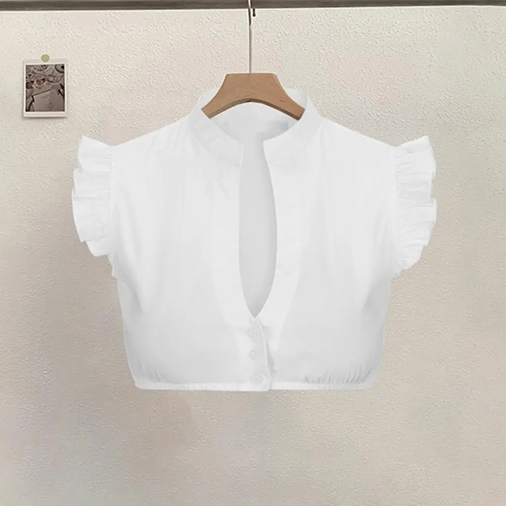 High Collar Shirt Oktoberfest Women's Ruffle Sleeveless V-neck Shirt Single Breasted Slim Fit Top for Beer Festival Parties